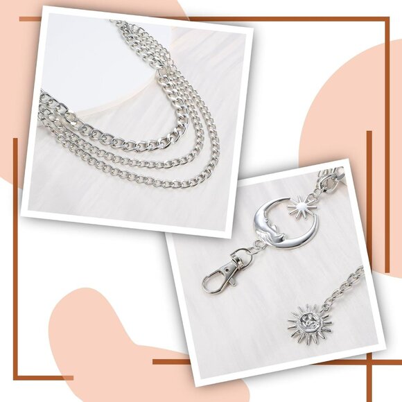 3-Layer Metal Waist Chain Belt for Women Silver Adjustable Body Jewelry - Picture 3 of 7